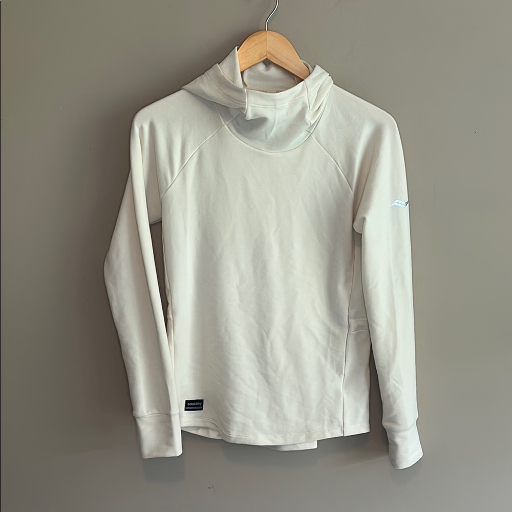 Saucony Triumph Tunic Cowl Neck Cream Hoodie